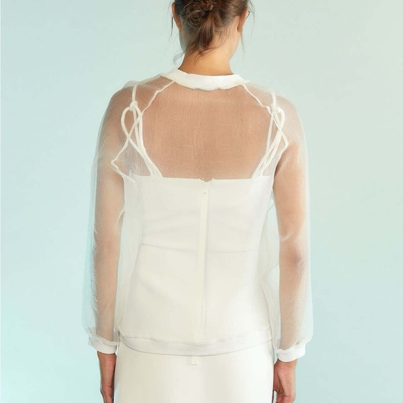 Cynthia Rowley Organza Pullover White Medium - Picture 2 of 11